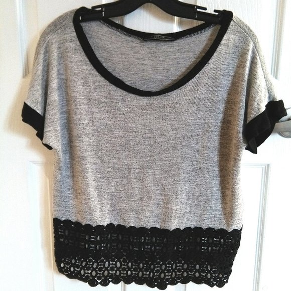 Dulcie Grey Crochet Knit Top - Picture 1 of 5
